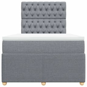 vidaXL Κρεβάτι Boxspring με Στρώμα Ανοιχτό Γκρι 120x200 εκ. Υφασμάτινο