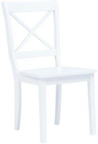 vidaXL Καρέκλες Τραπεζαρίας 2 τεμ. Λευκές Μασίφ Ξύλο Καουτσουκόδεντρου