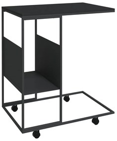 Βοηθητικό Τραπέζι με Ρόδες Μαύρο 55 x 36 x 63,5 εκ. Επεξ. Ξύλο - Μαύρο