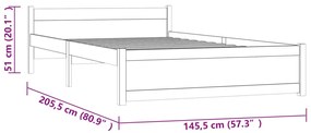 Πλαίσιο Κρεβατιού Λευκό 140 x 200 εκ. από Μασίφ Ξύλο - Λευκό