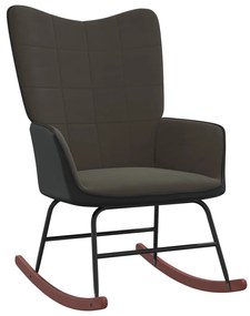 vidaXL Πολυθρόνα Κουνιστή Σκούρο Γκρι από Βελούδο και PVC με Σκαμπό