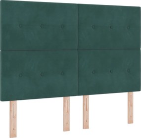 vidaXL Κρεβάτι box spring με στρώμα Σκούρο Πράσινο 140 x 190 cm