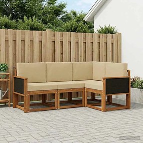 vidaXL Σειρά Καναπέ Εξωτερικού 4 pcs Φυσικό και Μπεζ Πολυεστέρας