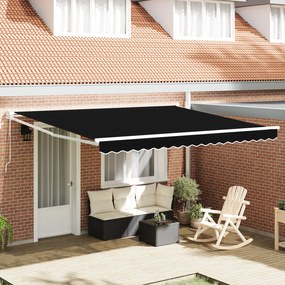 vidaXL Manual Retractable Awning Μαύρη 400x300 εκ.