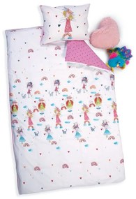 Παπλωματοθήκη Παιδική Rainbow Girls (Σετ 2τμχ) White-Pink Nef-Nef Μονό 160x240cm 100% Βαμβάκι