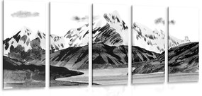 Εικόνα 5 μερών όμορφο ορεινό τοπίο σε ασπρόμαυρο - 100x50