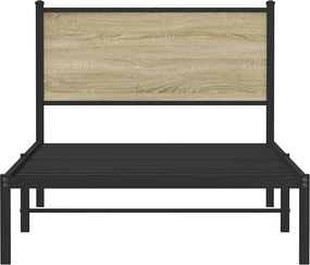 vidaXL Σκελετός Κρεβ. Χωρίς Στρώμα Sonoma Δρυς 100x190 εκ. Μεταλλικό