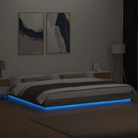 Πλαίσιο Κρεβατιού με LED Γκρι sonoma 180x200εκ. Επεξ. Ξύλο - Γκρι