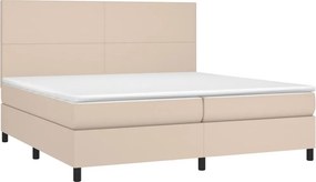 vidaXL Κρεβάτι Boxspring με Στρώμα Καπουτσίνο 200x200εκ.από Συνθ.Δέρμα
