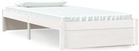 vidaXL Πλαίσιο Κρεβατιού Λευκό 90 x 190 εκ. Μασίφ Ξύλο Single