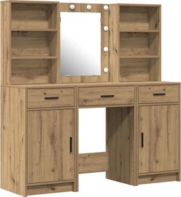 vidaXL Σετ Τραπέζι Ντυσίματος με LED 3 τμχ. Artisan Oak