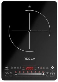 Μονή επαγωγική εστία Tesla IC400B, 2000W, Χειριστήριο αφής, LED οθόνη, 9 επίπεδα θερμοκρασίας, 8 επίπεδα ισχύος, Χρονοδιακόπτης, Μαύρο χρώμα