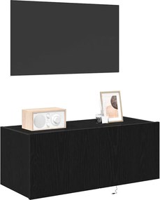 vidaXL Ντουλάπι Τηλεόρασης Τοίχου 80 x 35 x 31 cm Μαύρη Οξυά