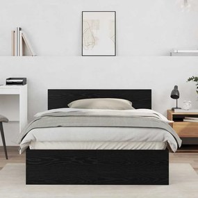 vidaXL Κρεβάτι με Κεφαλάρι Μαύρη Δρυς 120 x 190 cm Επεξεργασμένο ξύλο