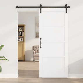 vidaXL Συρόμενη Πόρτα με Σετ Εξαρτημάτων Λευκή 83x202 cm Σταθερό Ξύλο Πεύκου