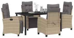 vidaXL Σέτ φαγητού για κήπο 5 pcs Μπεζ συνθετικό ρατάν
