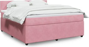vidaXL Κρεβάτι Boxspring με Στρώμα Ροζ 180x200 εκ. Βελούδινο