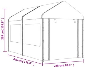 vidaXL Κιόσκι με Τέντα Λευκό 4,46 x 2,28 x 2,69 μ. από Πολυαιθυλένιο