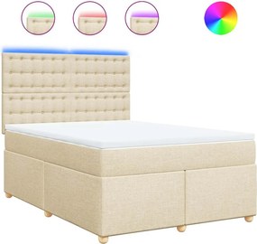vidaXL Κρεβάτι Boxspring με Στρώμα Κρεμ 140x190 εκ. Υφασμάτινο