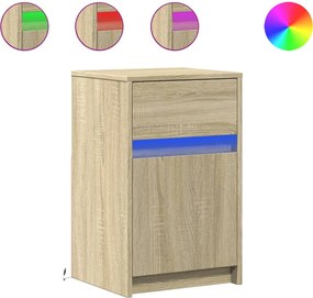 vidaXL Κομοδίνο με Φώτα LED Sonoma Δρυς Επεξεργασμένο Ξύλο