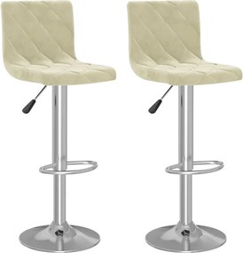 vidaXL Σκαμπό Μπαρ 2 τεμ. Κρεμ Βελούδινα