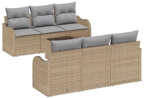 vidaXL Σετ Καναπέ Κήπου 7 pcs Μπεζ 55 x 55 x 37 εκ Πολυ ράταν