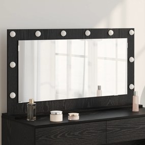 vidaXL Καθρέφτης με LED Φώτα Μαύρη Δρυς 100x55x18 εκ