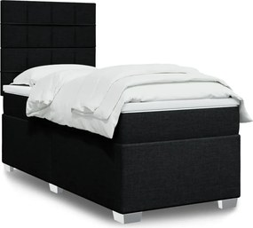 vidaXL Κρεβάτι Boxspring με Στρώμα Μαύρο 90x200 εκ. Υφασμάτινο