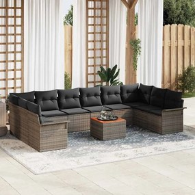 vidaXL Σετ Καναπέ Κήπου 11 pcs Γκρι Πολυ ράταν
