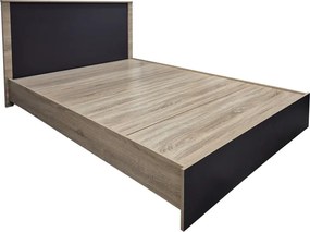 Κρεβάτι Athos pakoworld σε sonoma-ανθρακί απόχρωση 140x200εκ