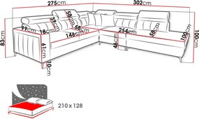 Γωνιακός καναπές Baltico VIII-Δεξιά-Kafe