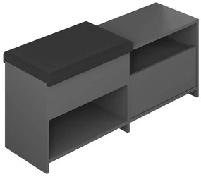 Παπουτσοθήκη - Σκαμπό Filux 855DTE5159 120,3x40,5x51cm Anthracite Μοριοσανίδα, Μελαμίνη