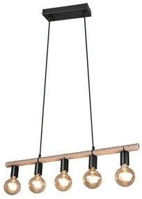 Φωτιστικό Οροφής - Ράγα Einar R30605032 5xE27 40W 80x150cm Black-Beige RL Lighting Rope, Metal
