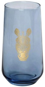 Ποτήρι Νερού Jungle Zebra RAB624K6 7,8x14,8cm 470ml Blue-Gold Espiel Glass