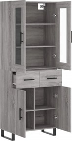 vidaXL Ντουλάπι Γκρι Sonoma 69,5 x 34 x 180 εκ. Επεξεργασμένο Ξύλο