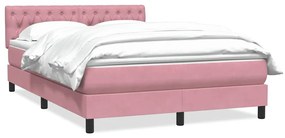 Box Spring κρεβάτι με στρώμα ροζ 160x220 cm Βελούδινο - Ροζ
