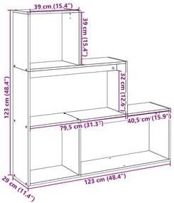 Βιβλιοθήκη/Διαχωριστικό Χώρου 3 Επ. Λευκό 123x29x123εκ Επ. Ξύλο - Λευκό