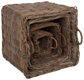 Σετ Διακοσμητικά Καλάθια Kater 4τμχ Από Kubu Rattan Σε Γκρι 52x52x50-57υεκ.