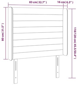 vidaXL Κεφαλάρι Κρεβατιού LED Μαύρο 83x16x118/128εκ. Βελούδινο