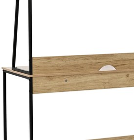 Γραφείο εργασίας Herbey pakoworld με ράφια σε oak απόχρωση με πόδι μαύρο μέταλλο 100x48x139εκ