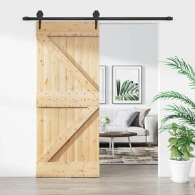 vidaXL Συρόμενη Πόρτα Φυσικό και Μαύρο 85 x 210 cm