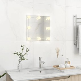 vidaXL Καθρέφτης Τοίχου Τετράγωνος με Φωτισμό LED Γυάλινος