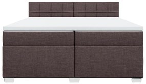 vidaXL Κρεβάτι Boxspring με Στρώμα Σκούρο Καφέ 200x200 εκ. Υφασμάτινο