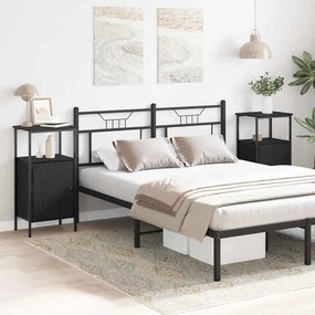vidaXL Κομοδίνα 2 τεμ Μαύρη Δρυς 41x31x80 εκ Κατασκευασμένο Ξύλο