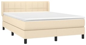 Κρεβάτι Boxspring με Στρώμα Κρεμ 140x200 εκ. Υφασμάτινο - Κρεμ