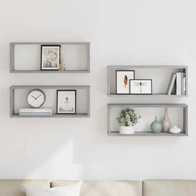 vidaXL Ραφιέρες Τοίχου Κύβος 4 τεμ Γκρι Sonoma 60x15x23 εκ. Επεξ. Ξύλο