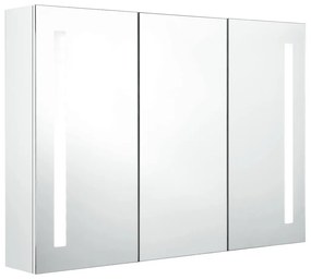 vidaXL Καθρέφτης Μπάνιου με Ντουλάπι &amp; LED Γυαλ. Λευκό 89x14x62 εκ.