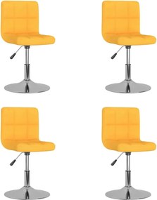 vidaXL Καρέκλες Τραπεζαρίας Περιστρεφόμενες 4 τεμ. Κίτρινο Υφασμάτινες