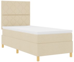 vidaXL Κρεβάτι Σπαστής Βάσης  με Στρώμα Κρεμ 90x200 cm Ύφασμα