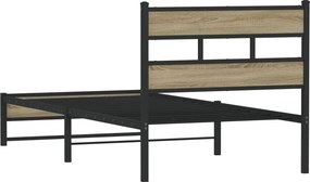 vidaXL Σκελετός Κρεβ. Χωρίς Στρώμα Sonoma Δρυς 100x190 εκ. Μεταλλικό